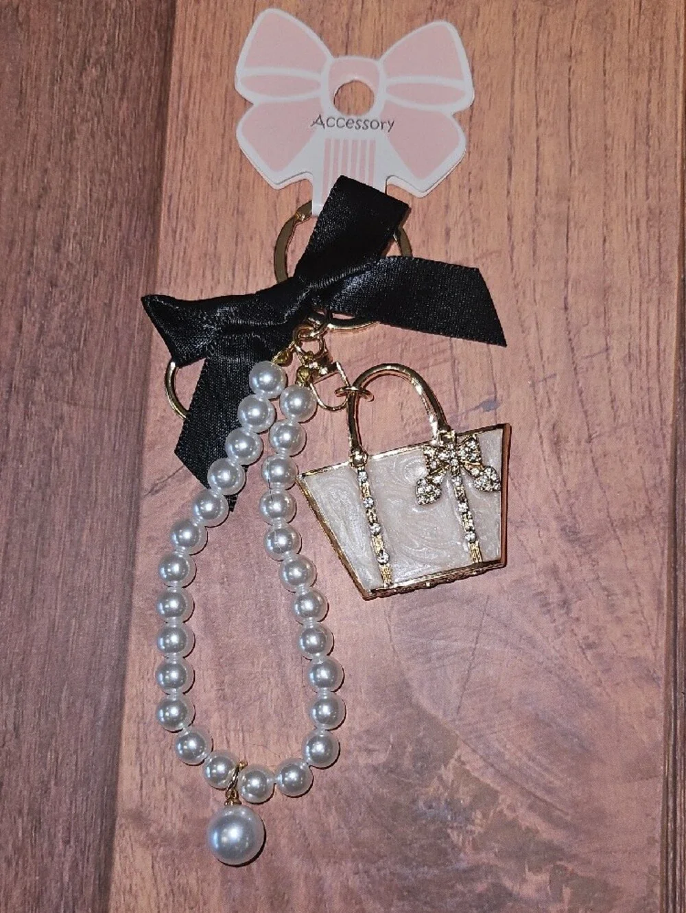 Pearl & Bow Handbag Keychains New